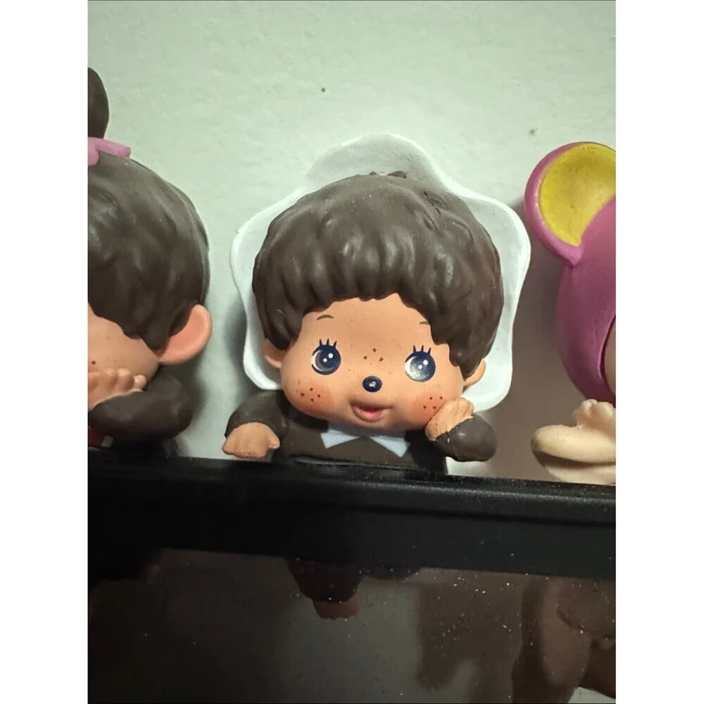 Monchhichi hipper sticky Cute Brown-Haired Kids Doll Figurine bonnet blue